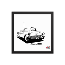 Load image into Gallery viewer, chevrolet 1957 mono print - framed wall art