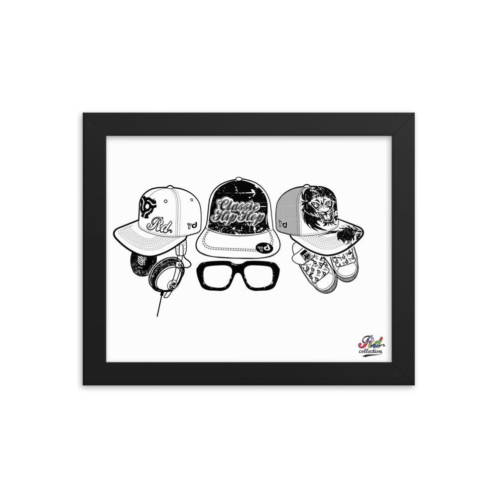 classic hip hop mono print - framed wall art