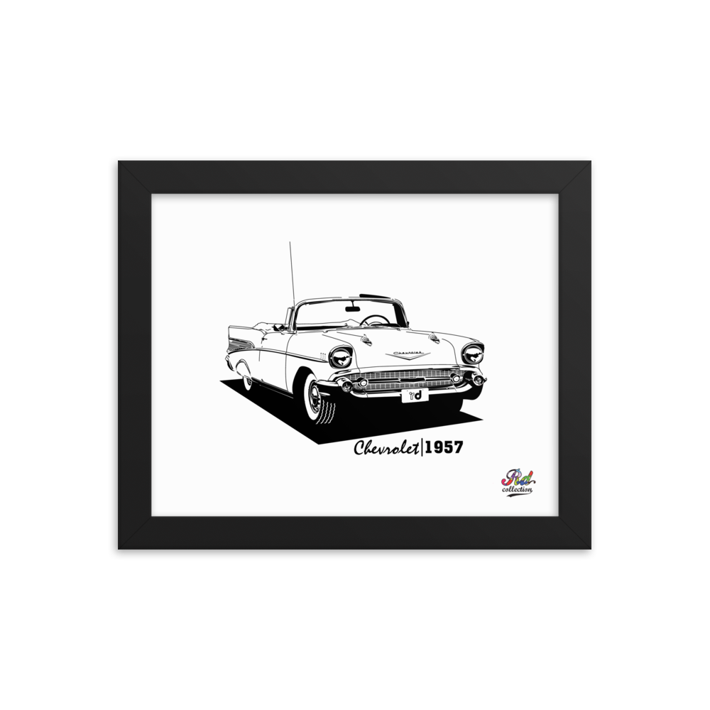 chevrolet 1957 mono print - framed wall art