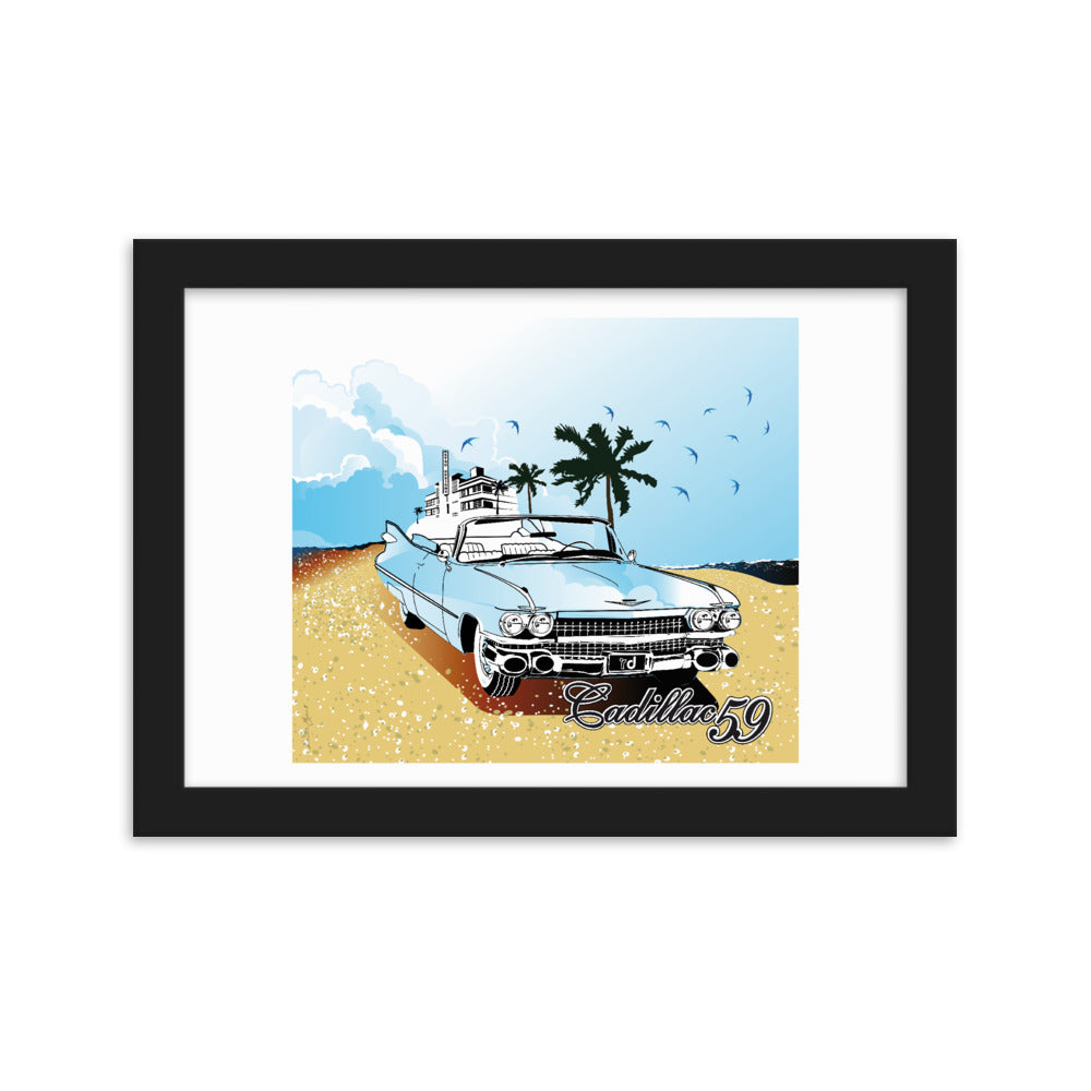 sky blue II cadillac 59 - framed matte wall art