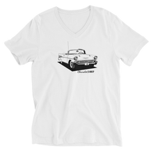 Load image into Gallery viewer, chevrolet 1957 bel air convertible - Unisex Short Sleeve V-Neck T-Shirt
